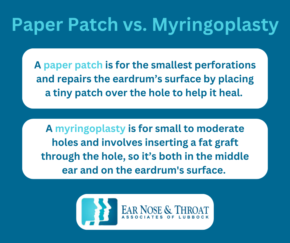 Infographic: Tympanoplasty vs. Myringoplasty vs. TM Patch: Differences Explained